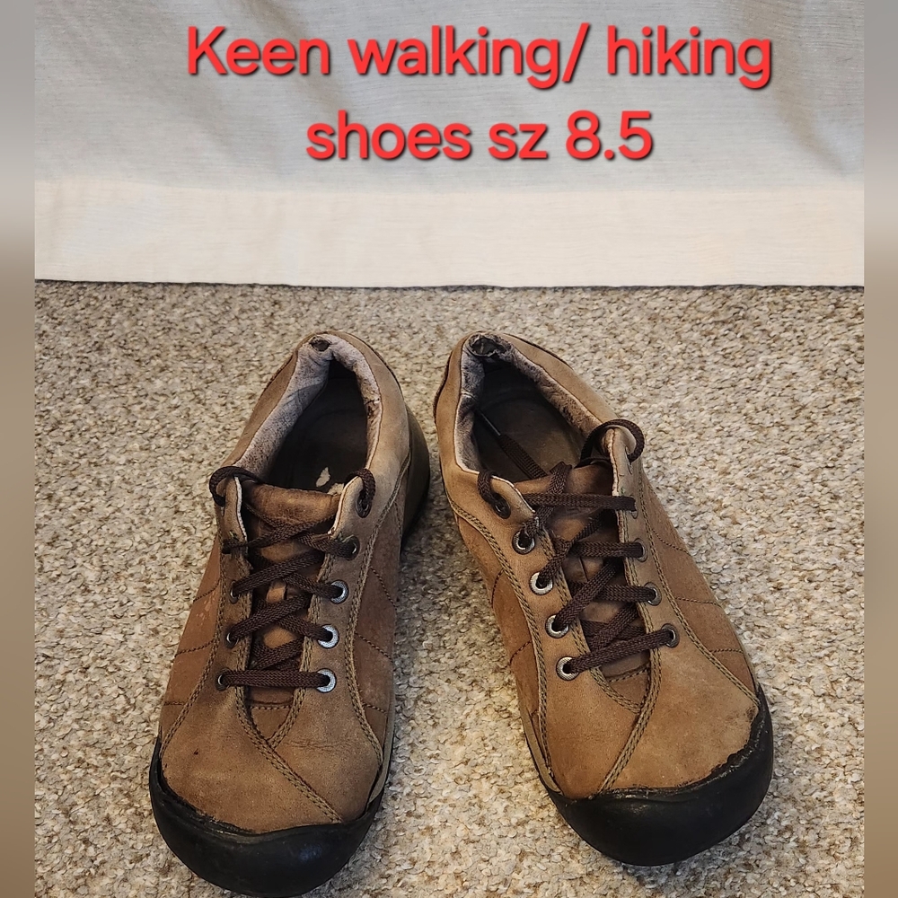 Keen Presidio Brown Leather Hiking Walking Women's Shoes Low Lace Up